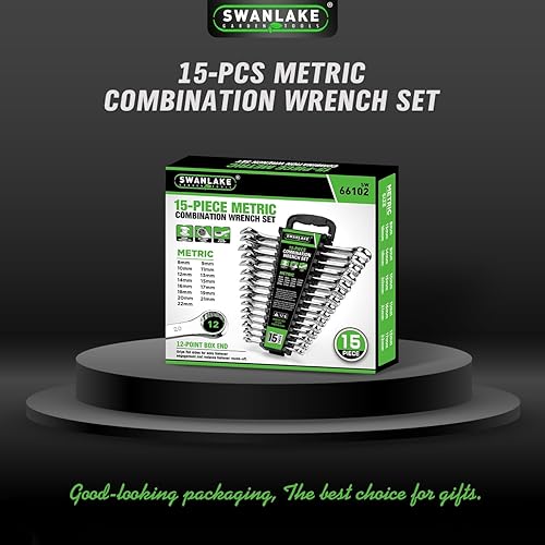 Miniatura 8 de SWANLAKE GARDEN TOOLS Juego de llaves métricas de 15 piezas, V Notch Premium Juego de llaves combinadas métricas 0.315-0.866 in, par máximo, 12