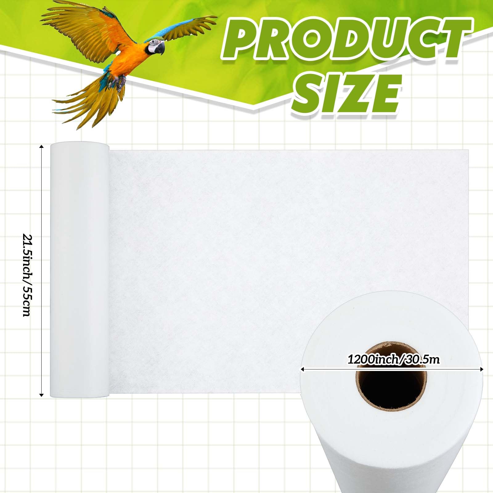 Drydiet 30.5 m x 11 Pulgadas, Forro desechable para jaulas de pájaros, Almohadilla de cojín precortada, Absorbente, Papel para Jaula de pájaros, Accesorios para Mascotas, Animales, pájaros, Loros