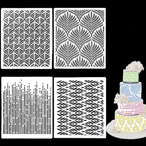 4 piezas de plantillas de decoración de tartas florales Plantilla de plantillas Plantilla de decoración de encaje Plantillas de horneado Herramienta de decoración de pasteles DIY Forma Cover