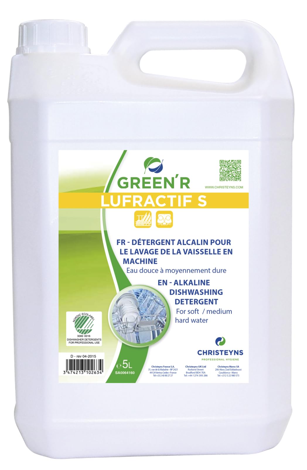 Green r lufractif s pour eau douce a moyennement dure 5l - CHRISTEYNS - PRODUITS VAISSELLE