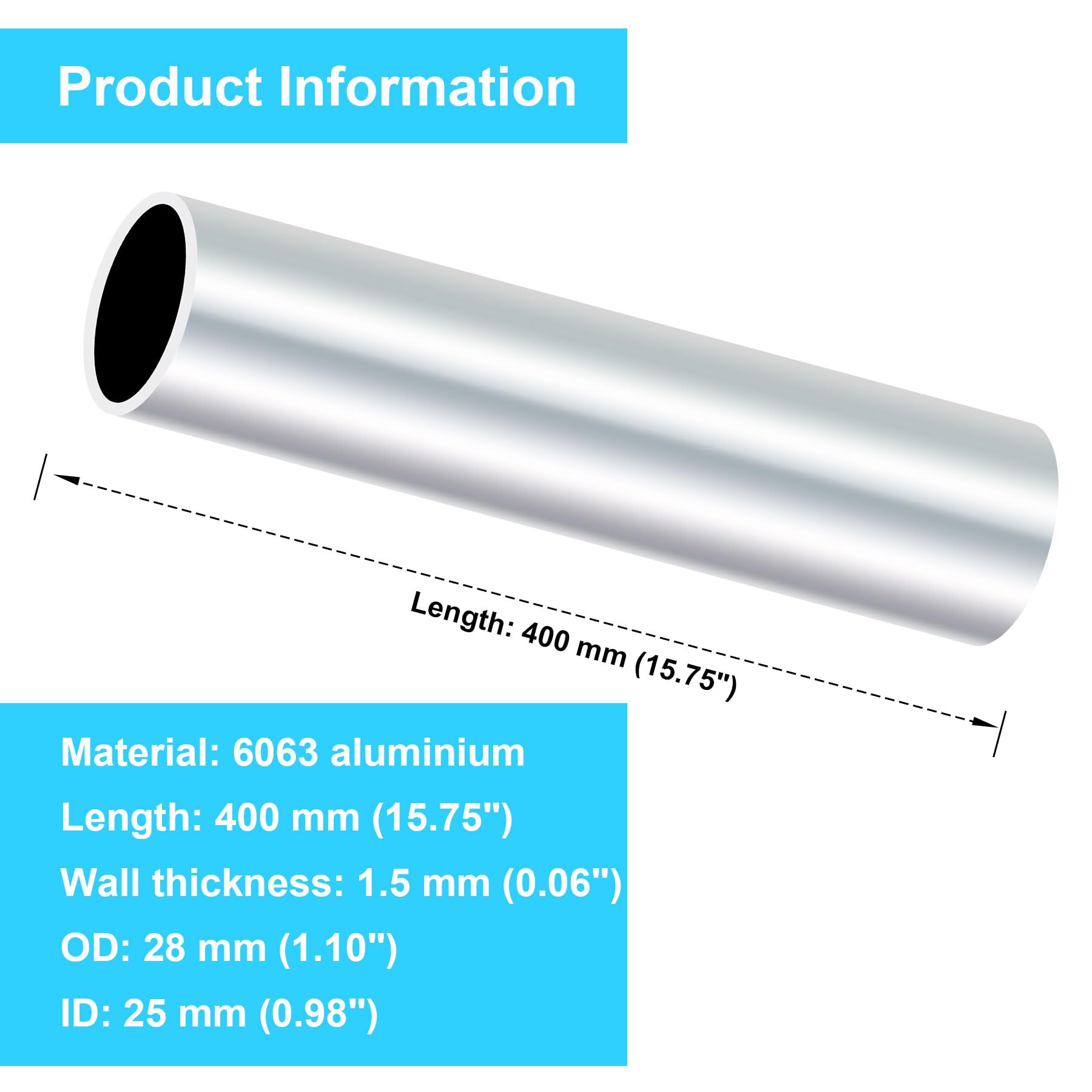 MAHIE 6063 Tubo Tondo In Alluminio OD 8mm Tubo Dritto Senza