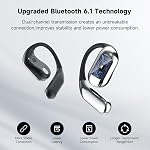 Wireless Open Ear Bluetooth V6.1 Earbuds with Earhooks, HiFi Stereo ENC Earphones with Microphone, Ecouteur Sans Fil Bluetooth IP7 Waterproof, Fit for Sport, Workout and Business