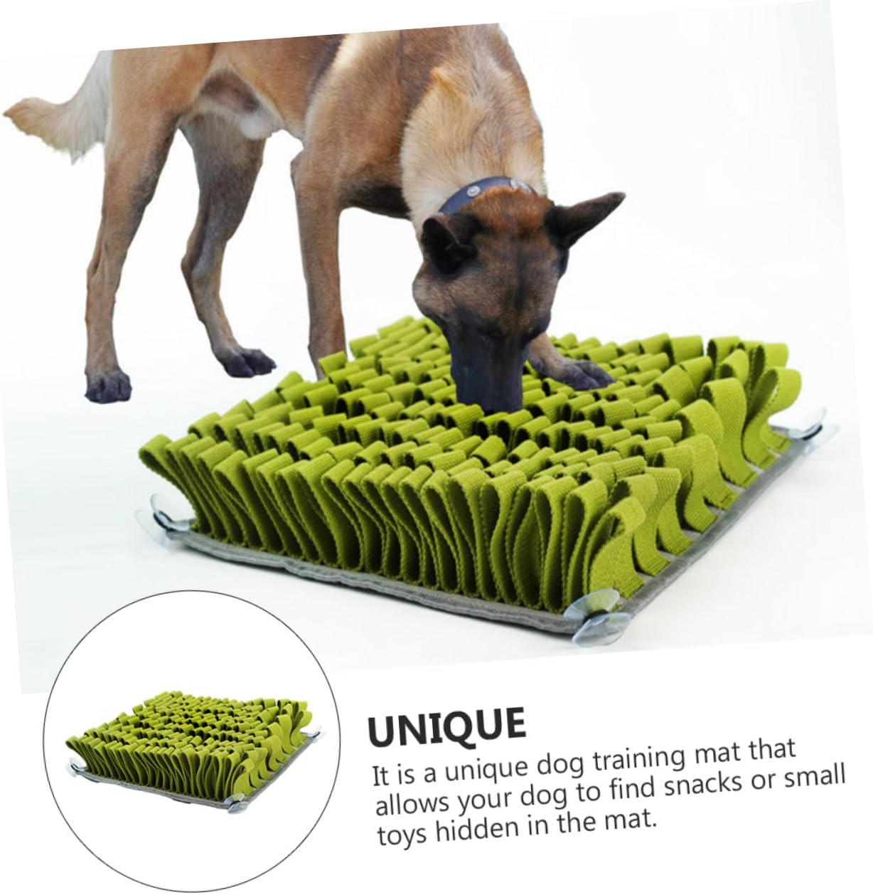 SUPVOX Dog Snuffle Feeding Mat for Slow Eating Interactive Foraging Cushion Toy Non-Slip Dog Sniffing Blanket Reduces Stress and Engages Pets Dark Green