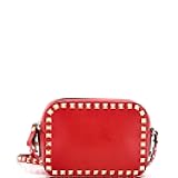 Pre-Loved Rockstud Camera Crossbody Bag Leather, Red