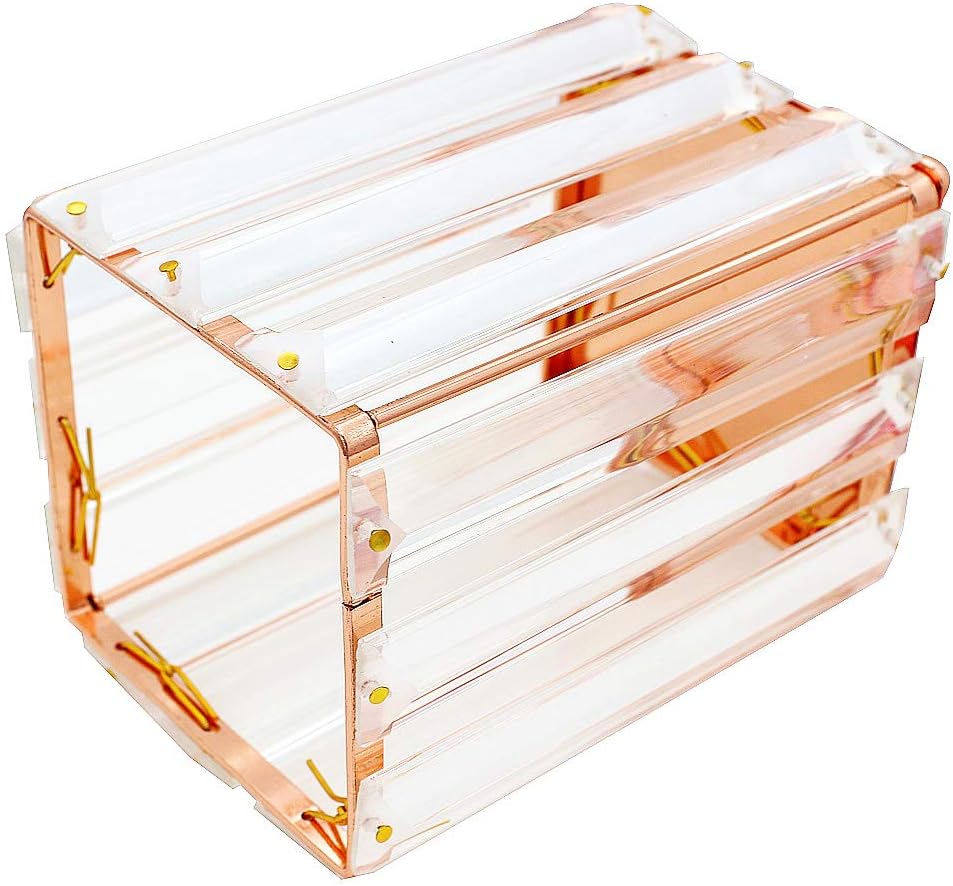 SIPLIV Crystal Makeup Brush Holders Pen Holder Cosmetic Storage Holder Beauty Brush Holder Office Desk Organizer - Square, Rose Gold - Image 5