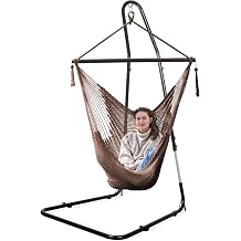 Bathonly Large Hammock Chair with Metal Bar, Caribbean Hammock Swing Chair with Stand, XL Hammock Chair Outdoor Indoor, 330 LBS Weight Capacity