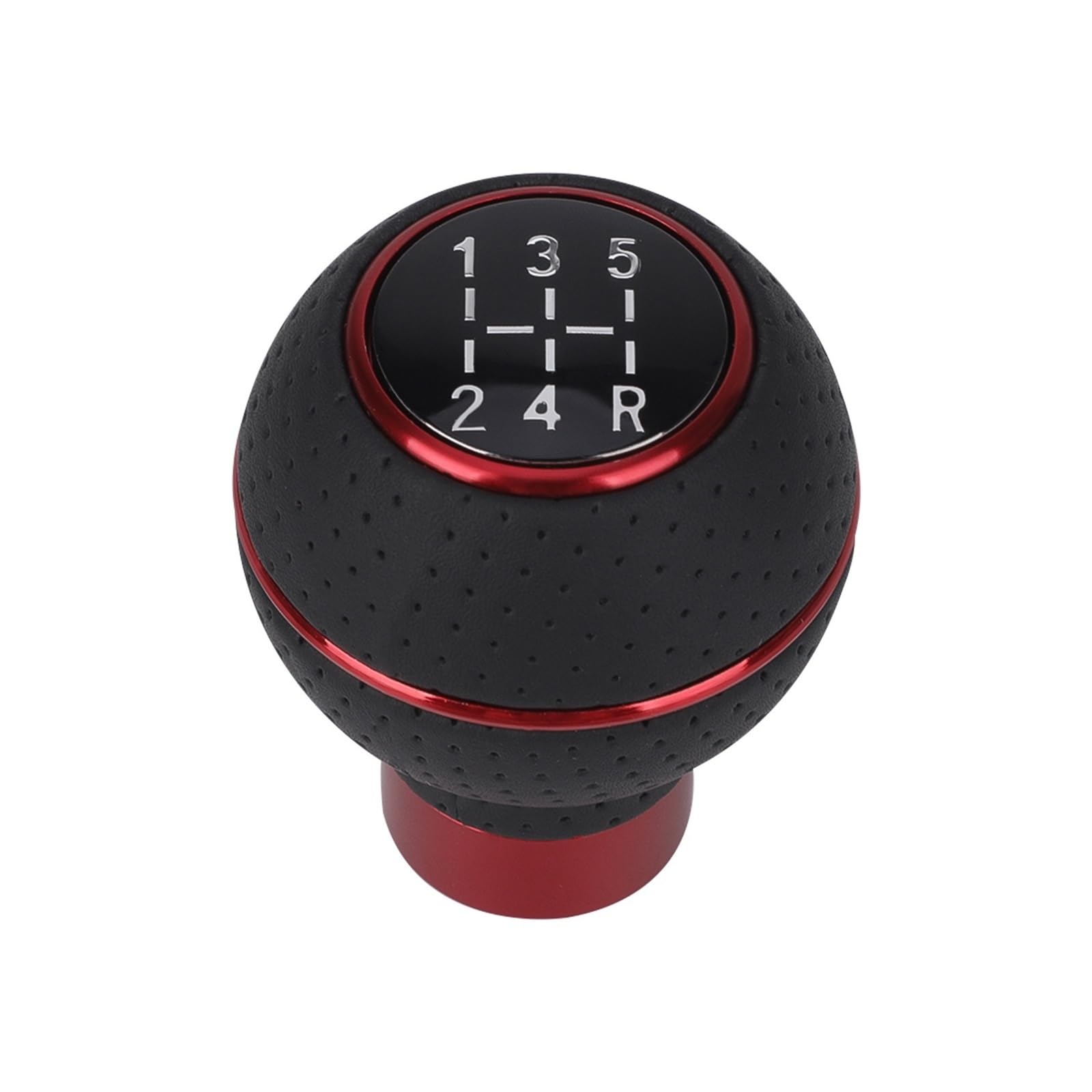 Gchgfjfd Red Universal 5 Speed Leather＆Aluminium Car Gear Shift Knob For M8 M10 M11 M12 Shift Lever Gear Level Knob Shift Head(Red)