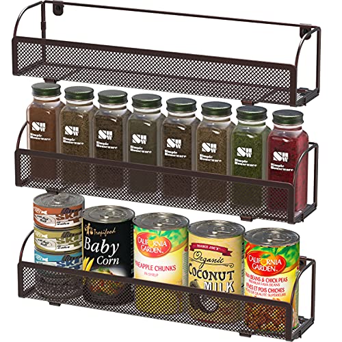Simple Houseware Wall Mounted Spice Rack Shelves Organizer, Bronze, 3-Pack