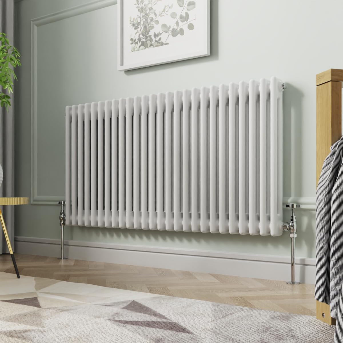 Nrg White 600 X 1190 Mm Gloss Horizontal Cast Iron Radiator Double Panel