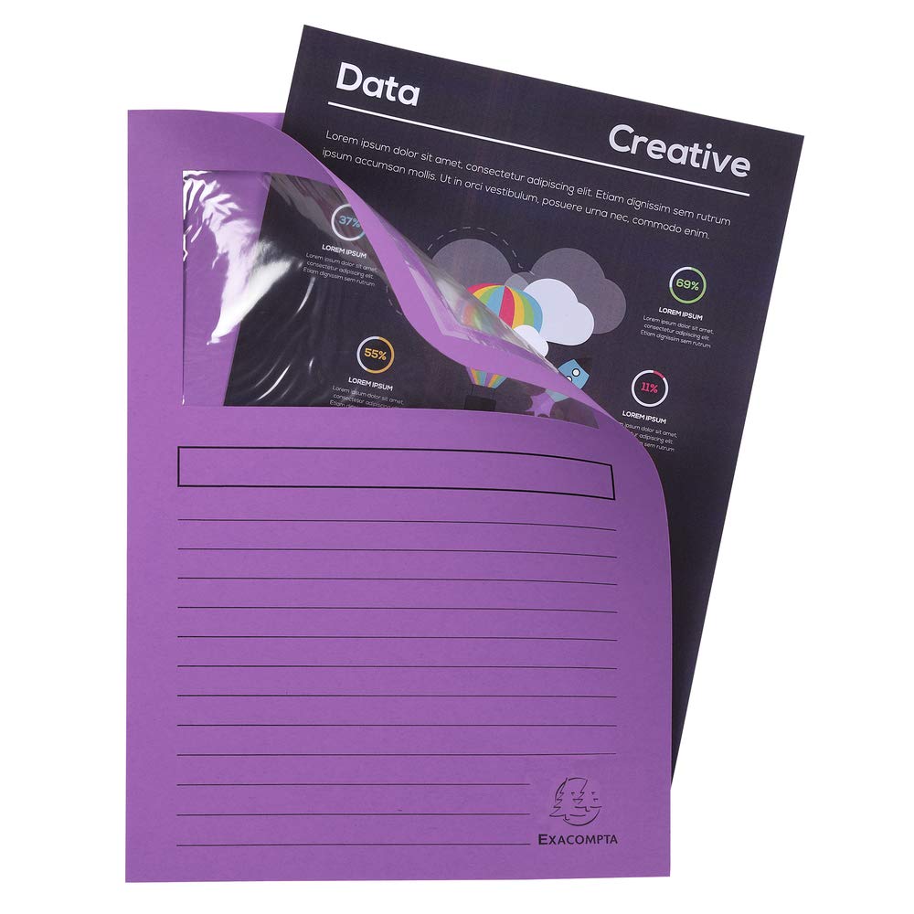 Exacompta - Réf. 50100E - Paquet de 100 chemises à fenêtre sans plastique Forever® 120 g/m² - couleurs vives - 100% recyclées et certifiées Ange Bleu - dimensions 22x31cm pour A4-10 couleurs assorties