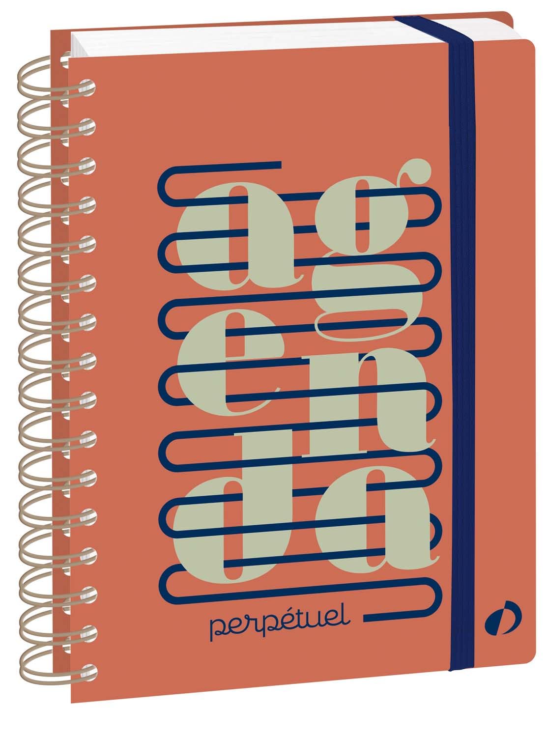 Quo Vadis - Agenda perpétuel - Spiralé - Semainier Horizontal - Français - Eterny - Graphic - Perpétuel - 15x21 cm - Papier Clairefontaine blanc - Fabrication française