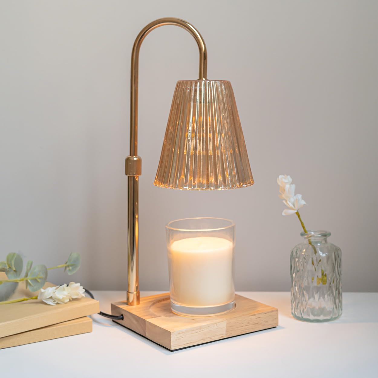 Flamingueo Lampada Scalda Candela - Candle Warmer Lamp - Decorazioni Casa - Intensità Regolabile - Con Timer - Altezza Regolabile