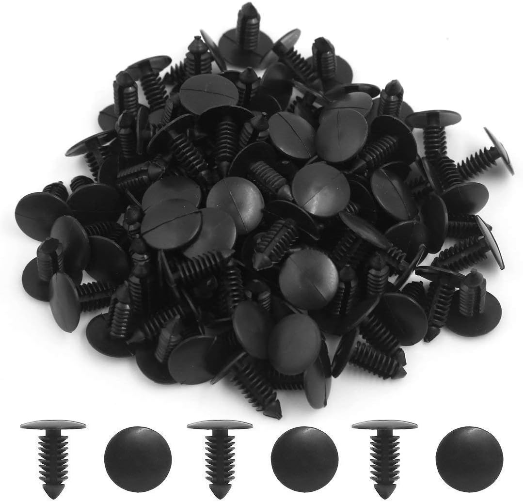 uxcell 50pcs Black Car Plastic Push Rivet Fastener Bumper Clips for 5mm x 4.5mm Hole