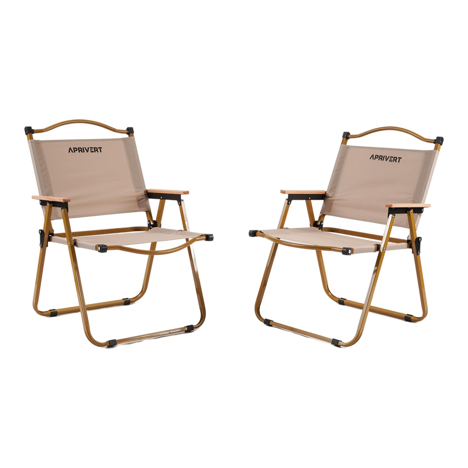 APRIVERT 2 Pack Folding Camping Chairs, Lightweight & Portable Beach Chairs Armchairs, Kermit Portable Folding Chair Great for Festival Camping Picnic Park, Beige