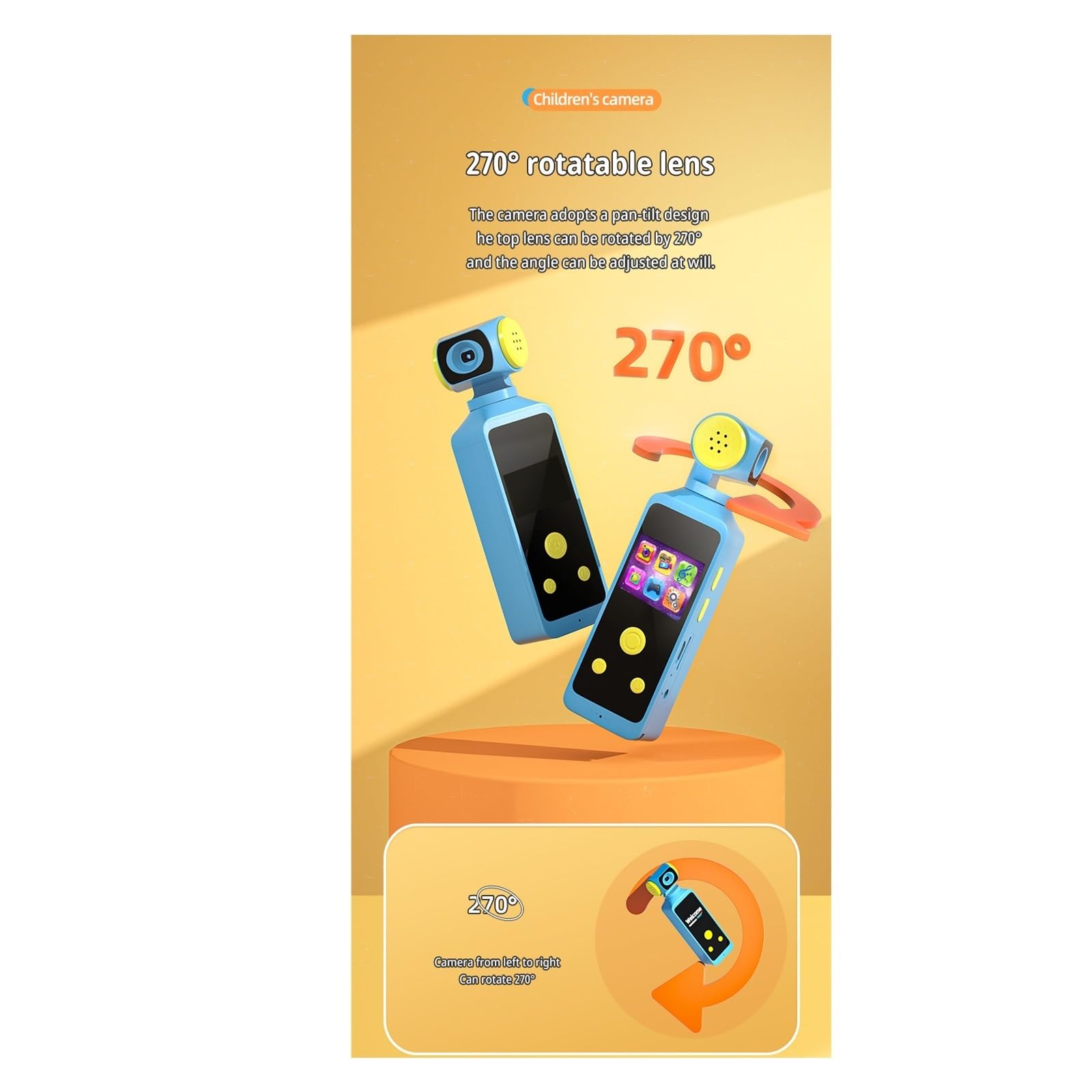 Sportowa kamera kieszonkowa Kamera wideo Linia mikrofonu w interfejsie 270-stopniowy obrotowy obiektyw kamer łAtwe Uchwycenie Niesamowitych Chwil(Camera black 64GB)