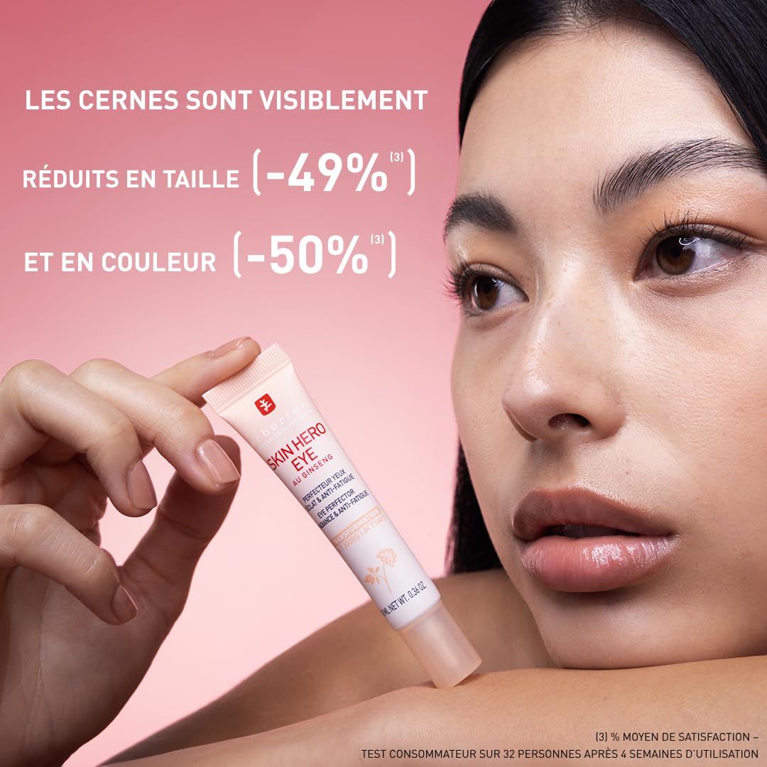 Erborian - Skin Hero Eye - Perfecteur Yeux Non Teinté + Soin Anti-Fatigue Anti-Cernes Revitalisant en 7 Jours - Texture Légère - Cosmétique Coréen - 10 ml