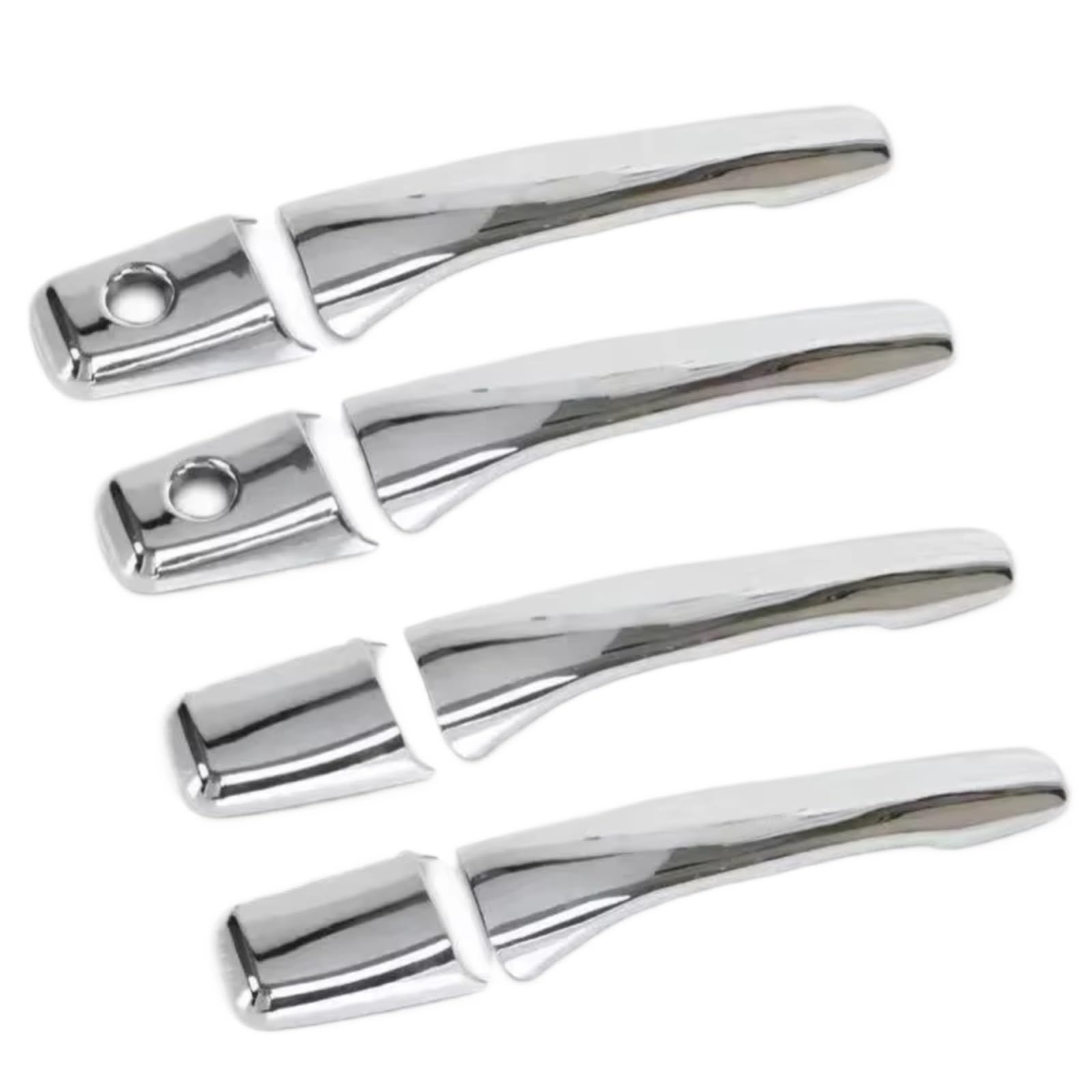Xiaoyans Silver 2 Keyholes Car Exterior Door Handles For Mitsubishi For Outlander For Lancer For Mirage For Evolution 2003-2006 Stickers Black Carbon Fiber Car Door Handle Cover(Silver 2 Keyholes)