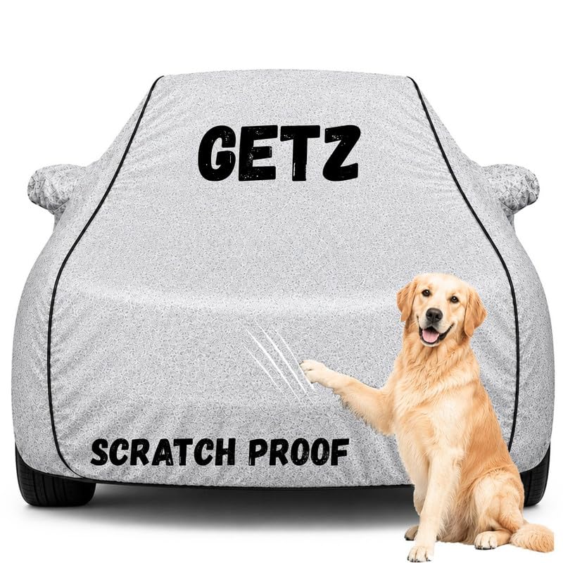 Image of Pure Fabric Silver 100% Waterproof Getz Car Cover | Polyester Car Body Cover for Rain & Sun | UV Protection, Dustproof, Scratch Resistant, Windproof, Heat Resistant, Custom Fit