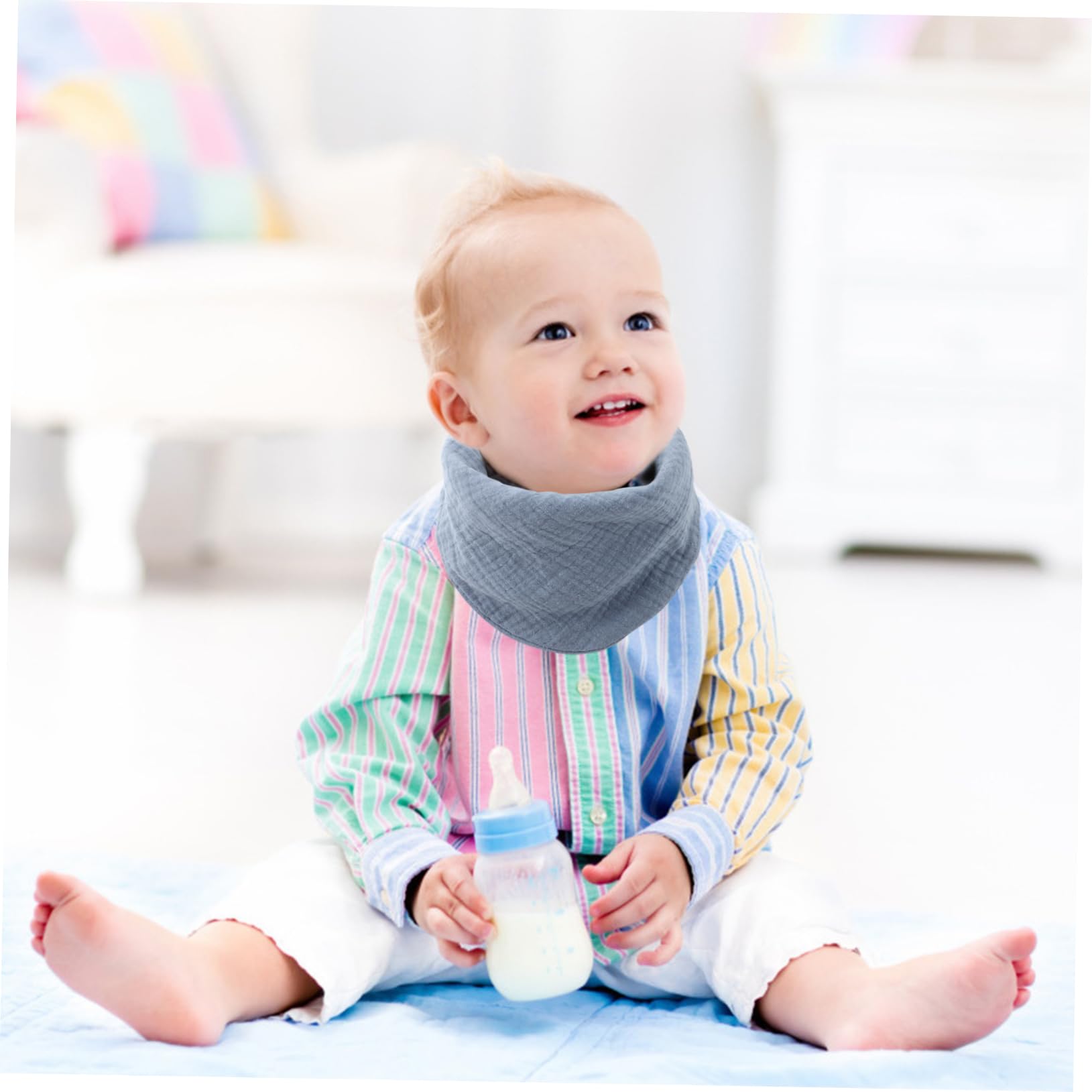 Abaodam 12 Piezas Babero Babero Toallitas Bebe Organicas Pañuelo De Algodón s Para Niños Pequeños s De Baba s Infantiles Algodón Bebé Bufanda Triangular Gasa