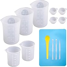 Large Silicone Measuring Cups and Tools Set Silicone Mixing Cups Stir Sticks Spoons Silicone Mat for Epoxy Resin Casting DIY Slime Art Making Waxing Kitchen