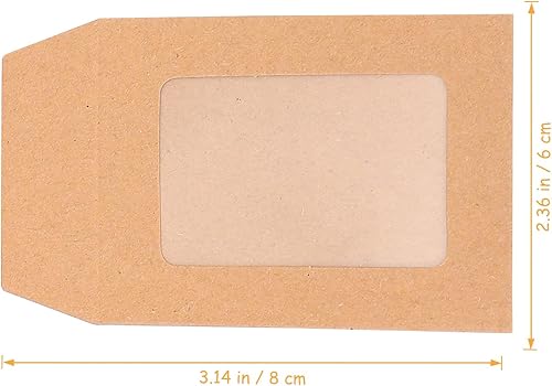 Miniatura 2 de Baluue 25 sobres de tarjetas, sobres de monedas pequeñas de papel kraft con ventana transparente, mini piezas para artículos pequeños, sellos,