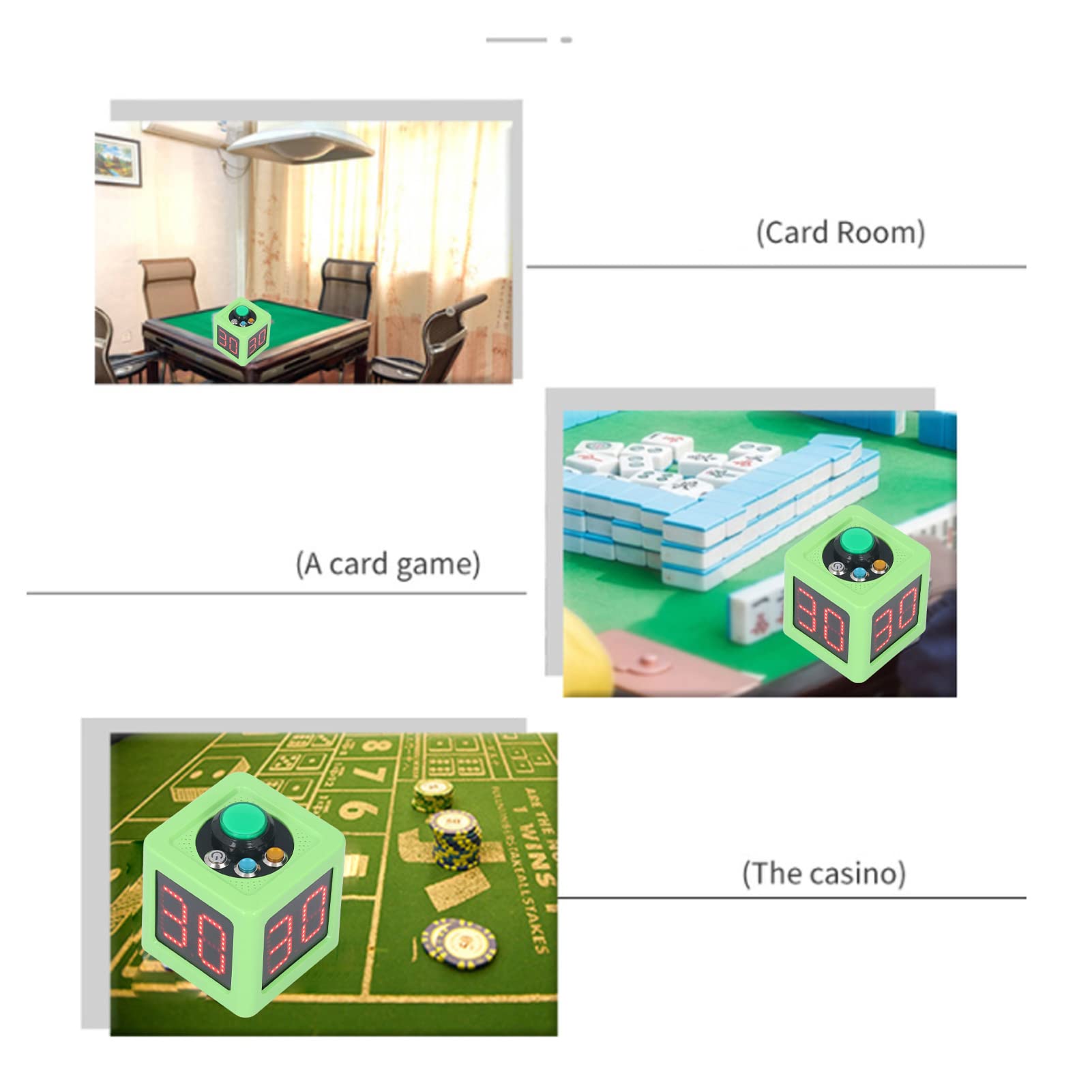 Temporizador de Cubo, Cronómetro de Cuenta Regresiva con Temporizador de Disparo Digital de Cuatro Caras de 1.4 Pulgadas, Tres Botones Fáciles de Configurar, Pantalla Digital HD (Green)