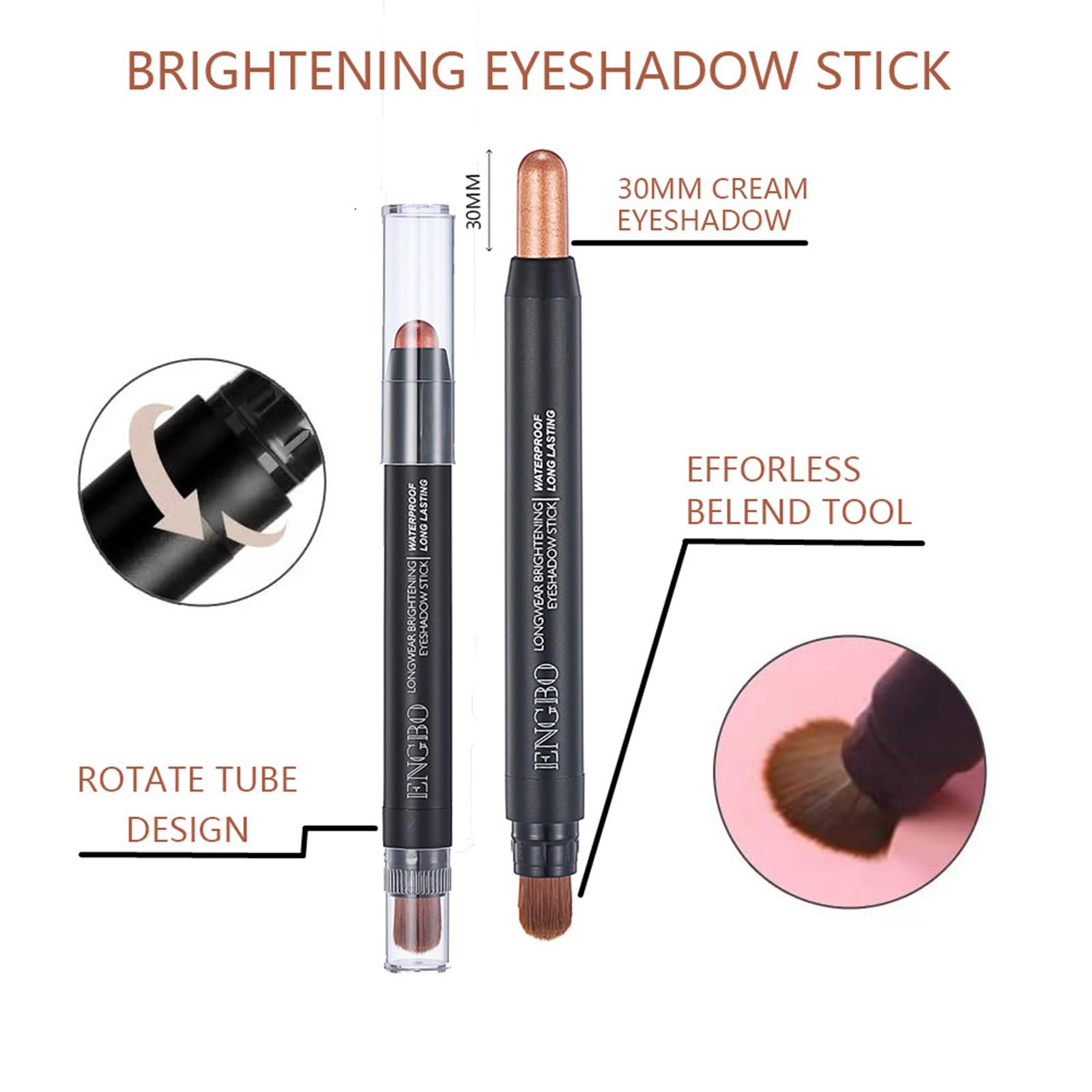 Crayon à Paupières, 12 Couleurs Étanche Fard a Paupiere Stick Bâton de Fard à Paupières Avec Taille-Crayon Eyeshadow Stick Longue Durée Maquillage pour les Yeux Cadeau pour femme