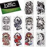 BMC 10pc Stylish Large Statement Temporary Water Transfer Fashion Tattoos Set - Bad to the Bone
