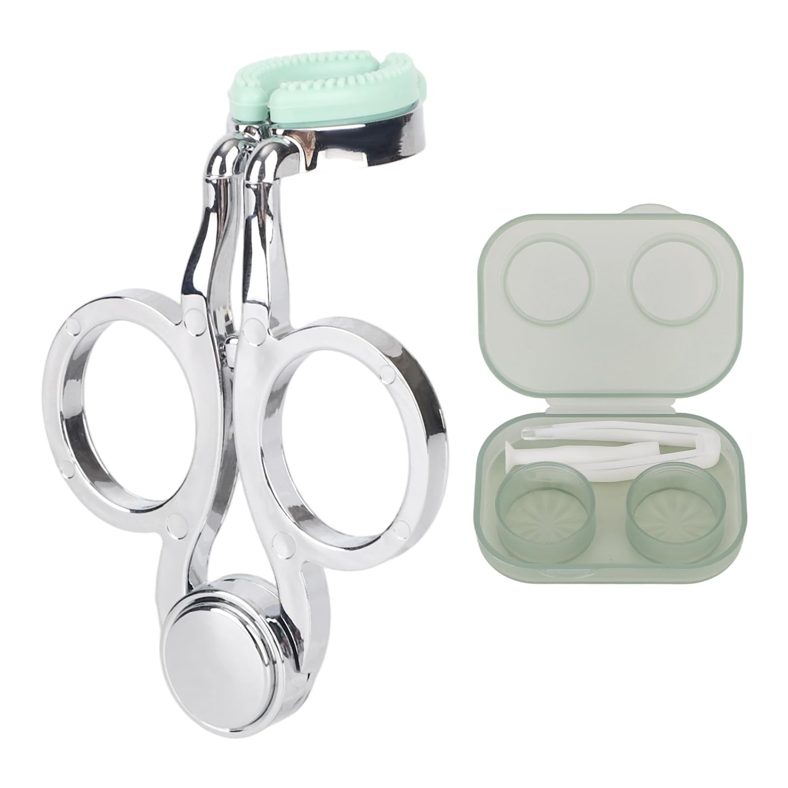 2pcs Contact Lens Applicator and Remover Tool Silver Plated Eyelid Open Helper Eyelid Opener Eye Contacts Insertion Tweezers
