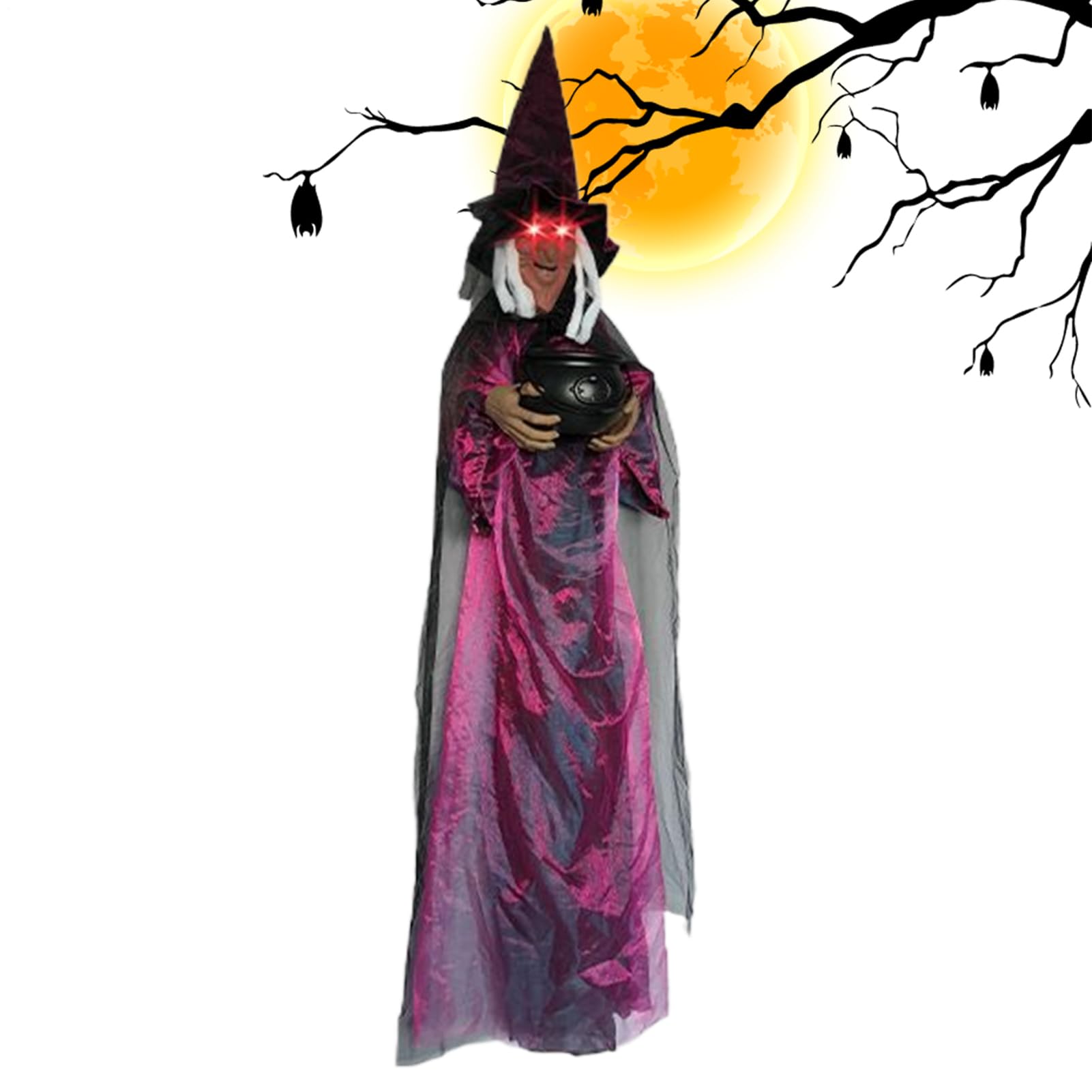 Halloween Hexe Dekoration 180 cm Außen-Spukhaus-Requisite mit Schrei- und