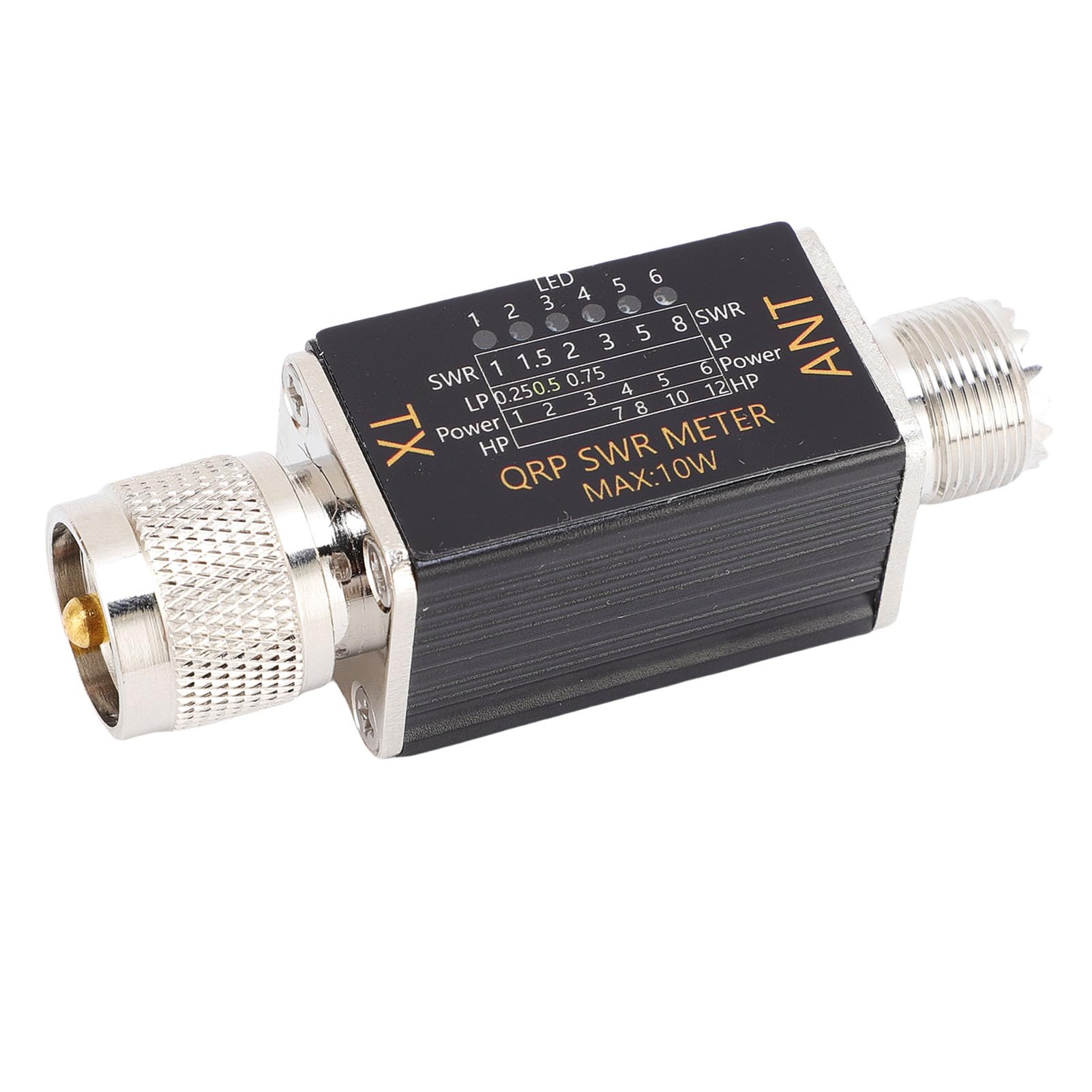 Generic Kompaktowy Miernik SWR o Mocy 10 W z 6 Wskaźnikami LED do Testowania Częstotliwości Fal Krótkich, Odpowiedni dla Entuzjastów Krótkofalarstwa, materiał ze Stopu Aluminium