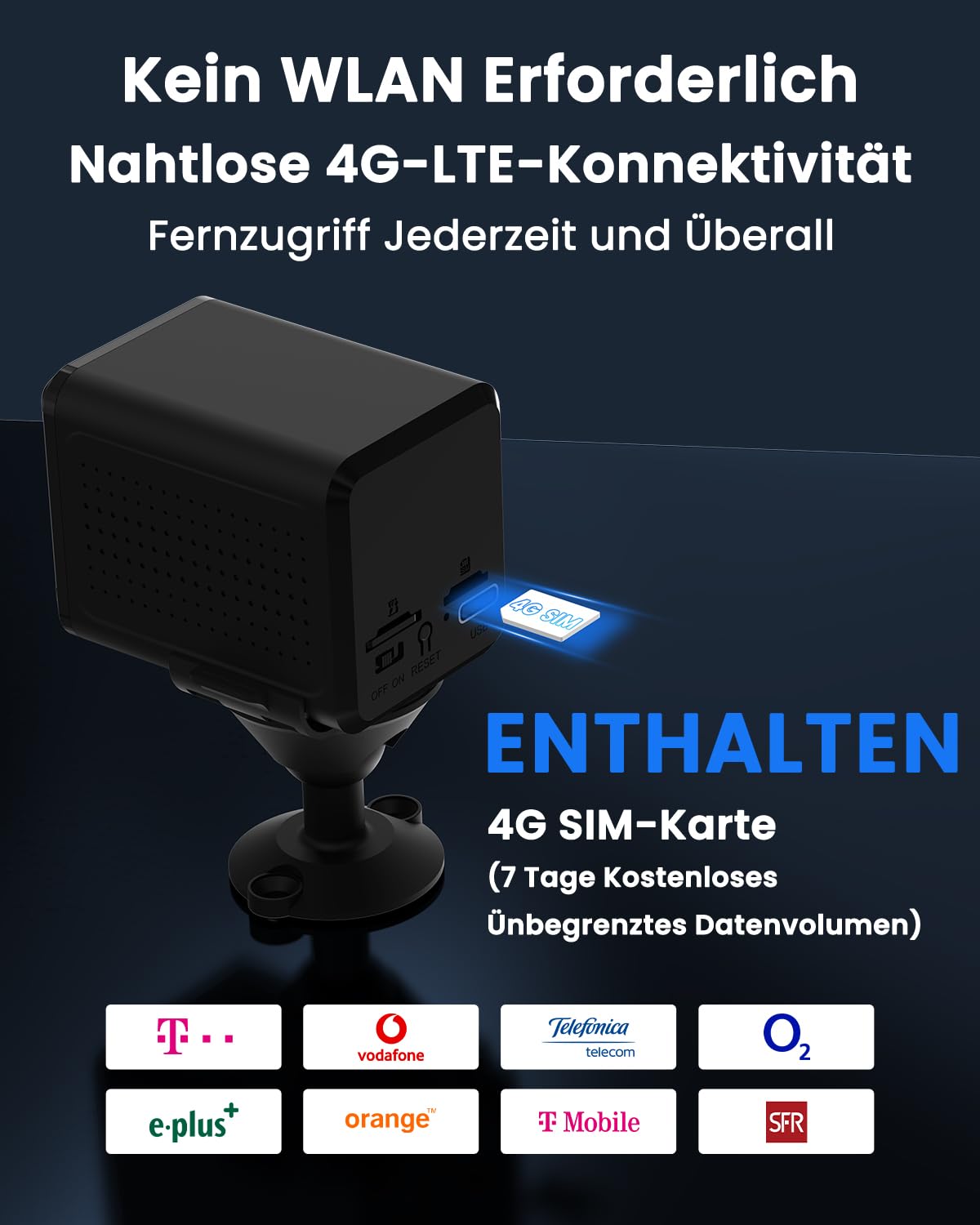 Bextgoo 4G LTE Überwachungskamera mit SIM Karte, Mini Kamera ohne WLAN | mit Akku 5200mAh, HD Tragbare Mini Kamera Kabellos, 160° Blickwinkel, KI-Erkennung, Nachtsicht, für Auto, Camping & Reise