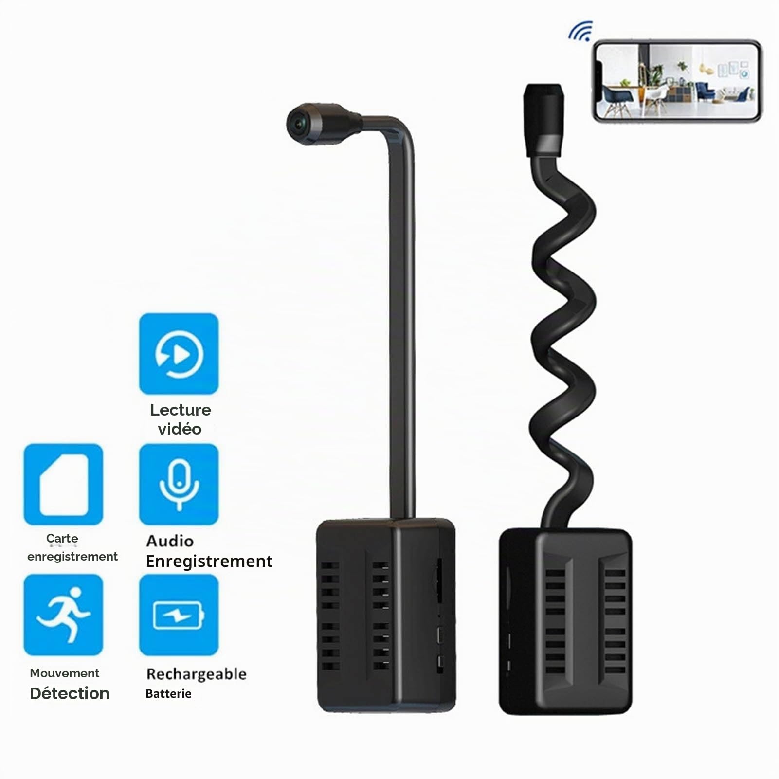 Mini caméra WiFi HD 1080P X7, caméra Portable HD 1080P, avec Petit Objectif réglable, pour enregistreur vidéo et Photo/vidéo pour téléphone Portable