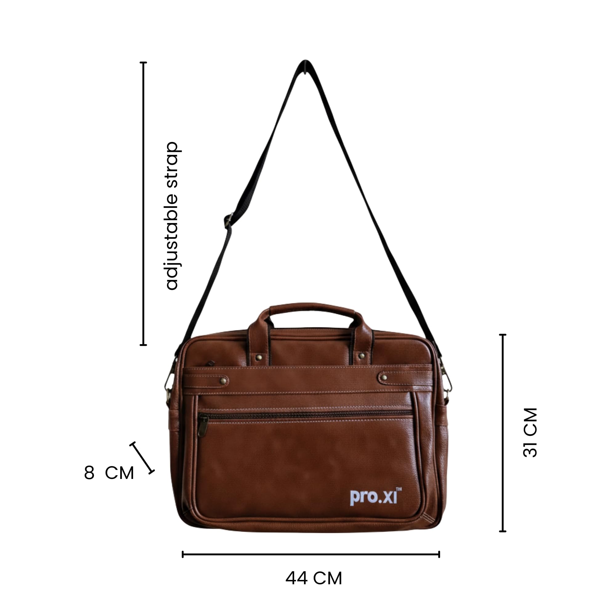 Pro.XI Borsa per computer portatile in pelle vegana, per uomini e donne, 15,6 pollici, borsa da ufficio messenger, borsa da lavoro e da viaggio intelligente con scomparti multipli, borsa a tracolla