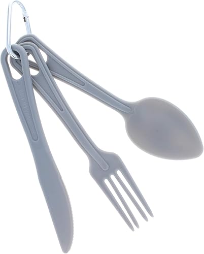 ASR Outdoor Juego de utensilios de plástico reutilizables para mochileros, camping, viajes, 3 piezas