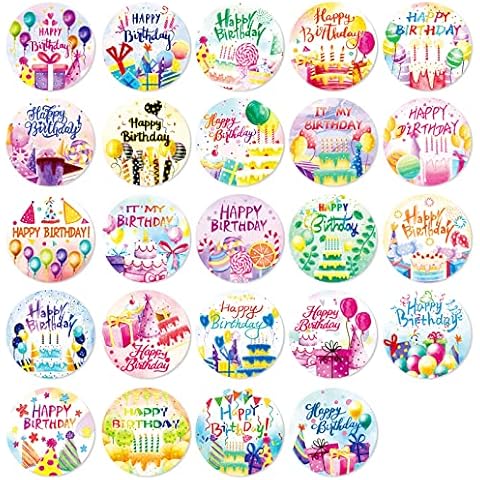 480 Counts Cute Watercolor Happy Birthday Stickers 1.5” Round Adhesive Labels Stickers for Baby Shower Birthday Party Favors Goodie Gift Bag Invitation Envelope Sealing Birthday Card Gift Wrap Decor Cover