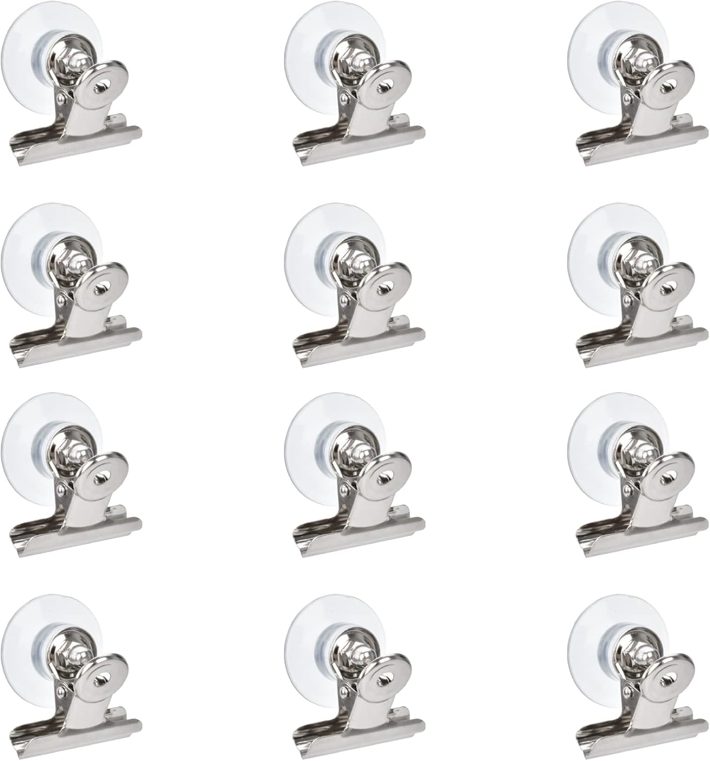 Suction Cup Metal Clips 12 Pieces Advertising Suction Cup Clip Round Suction Cup Clamp Holder for Hanging Home Office Accessories 1.3" Suction Cup +1.5" Clip 12 Pieces