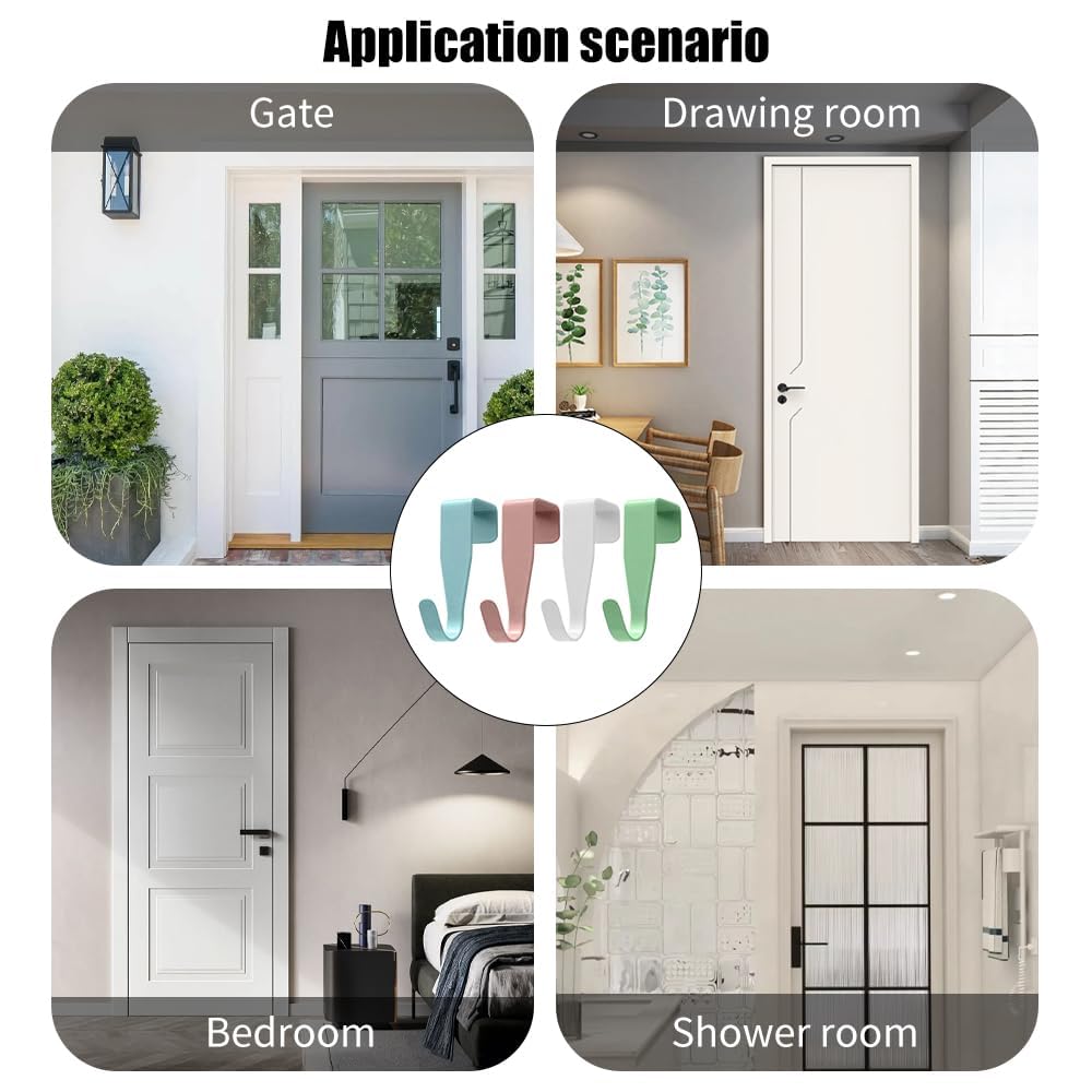 12 ganci colorati da appendere, ganci stabili per porte, non sono necessari fori, adatti per porte standard