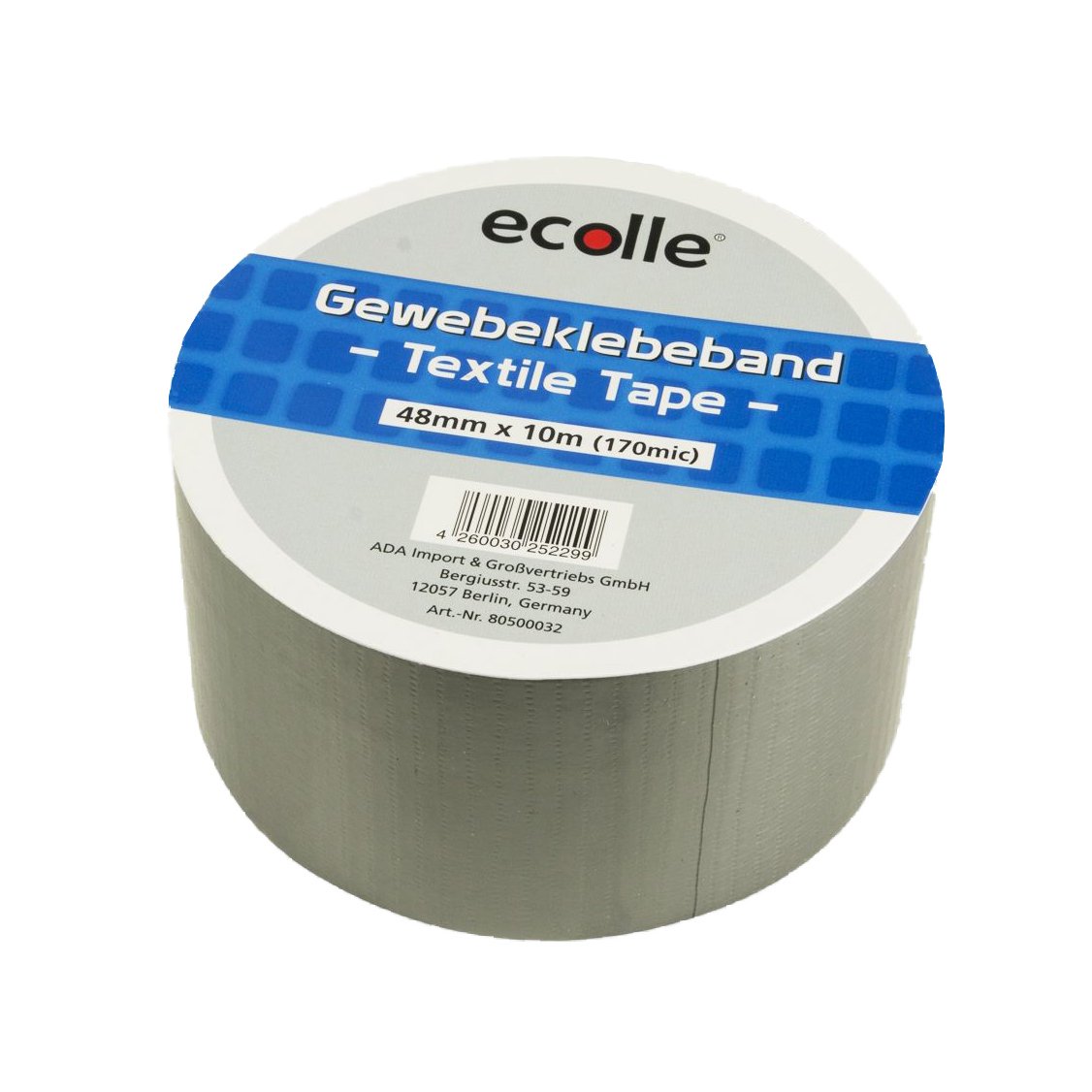 ecolle 80500032 Adhesive Duct Tape 48 mm x 10 m, Silver, Set of 6