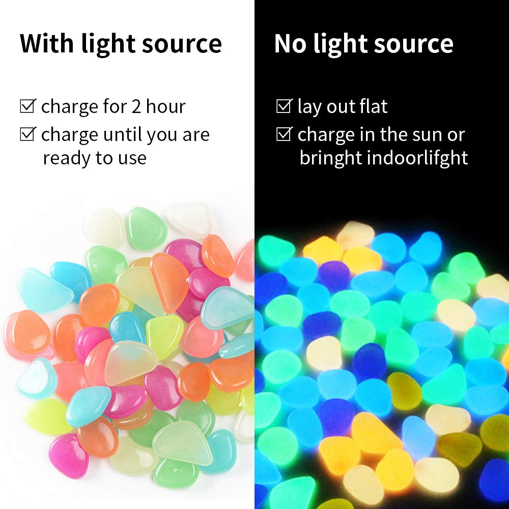 100 Stück Leuchtsteine Mischfarben - Magische Kiesel Für Garten & Deko