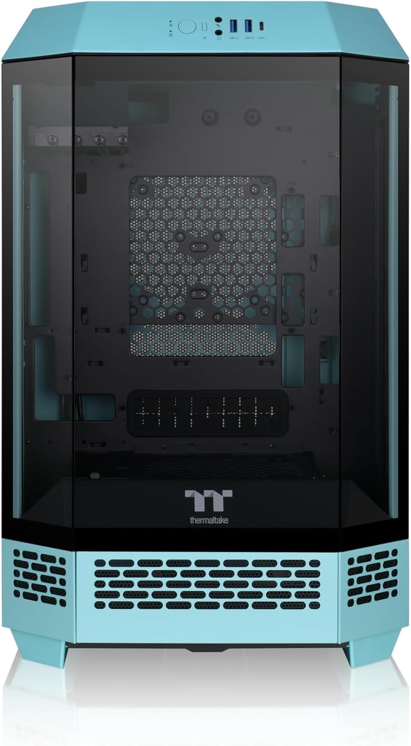 Thermaltake Tower 300 Turquoise Micro-ATX Case; 2x140mm CT Fan Included; Support Up to 420mm Radiator; Optional Chassis Stand Kit Allows Horizontal Display; CA-1Y4-00SBWN-00; 3 Year Warranty