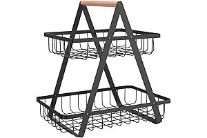 2 Tier Countertop Vegetable Holder with Detachable Metal Baskets