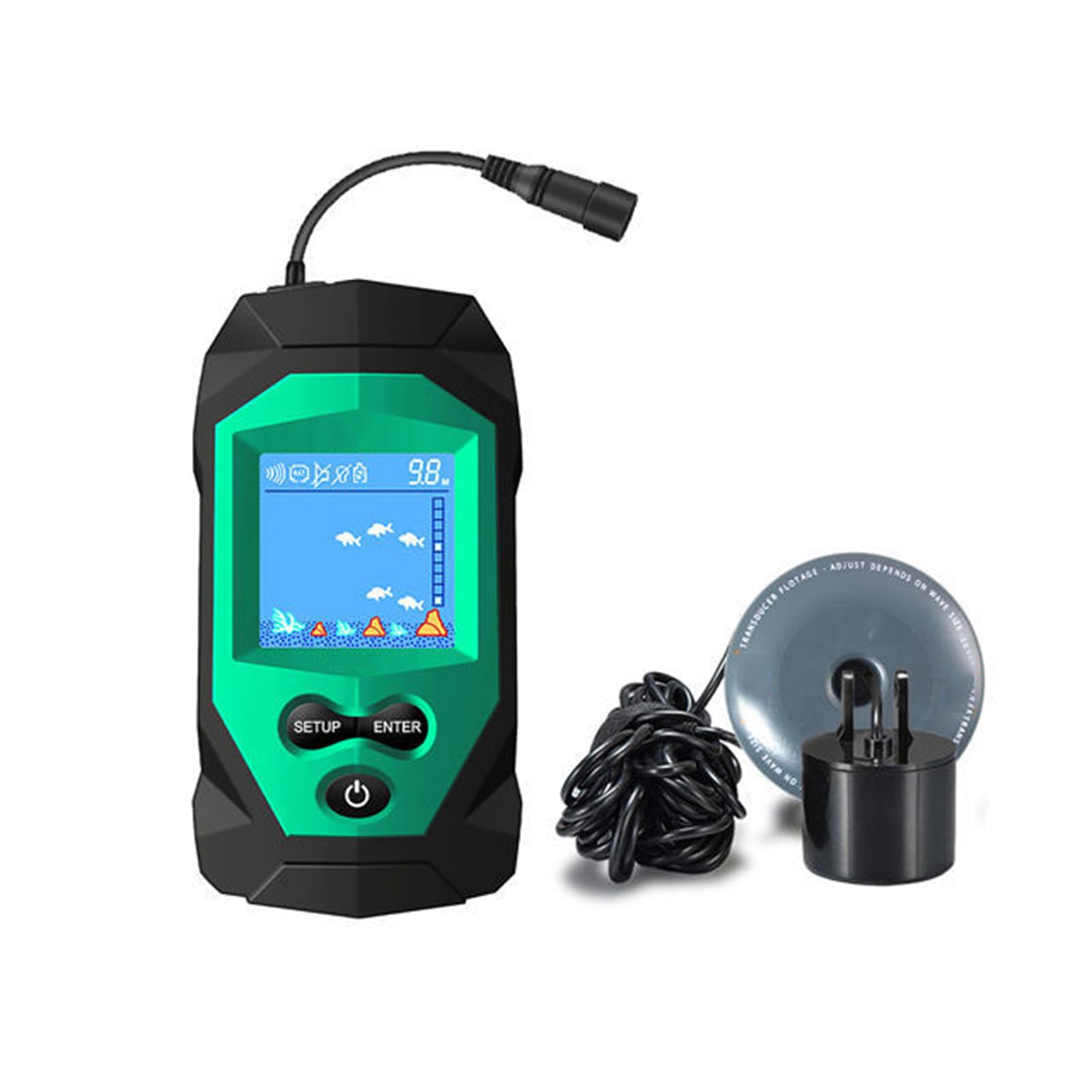 Ecoscandaglio portatile, ecoscandaglio portatile con cavo, display LCD per kayak, pesca sul ghiaccio, ecoscandaglio, ecoscandaglio