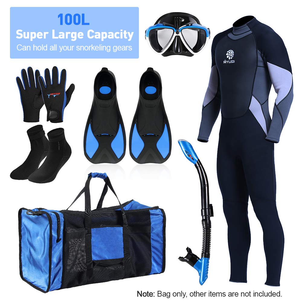 Generico Borsa da equipaggiamento rete a grande capacità per immersioni subacquee snorkeling nuoto spiaggia e attrezzature sportive