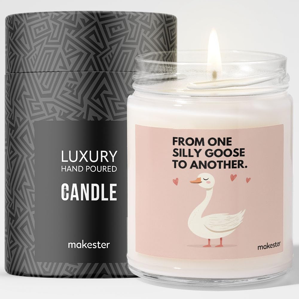 Goose Gifts - Luxury Soy Wax Candle - Vanilla, Jasmine, Sugared Almond - Makester, White, 220g