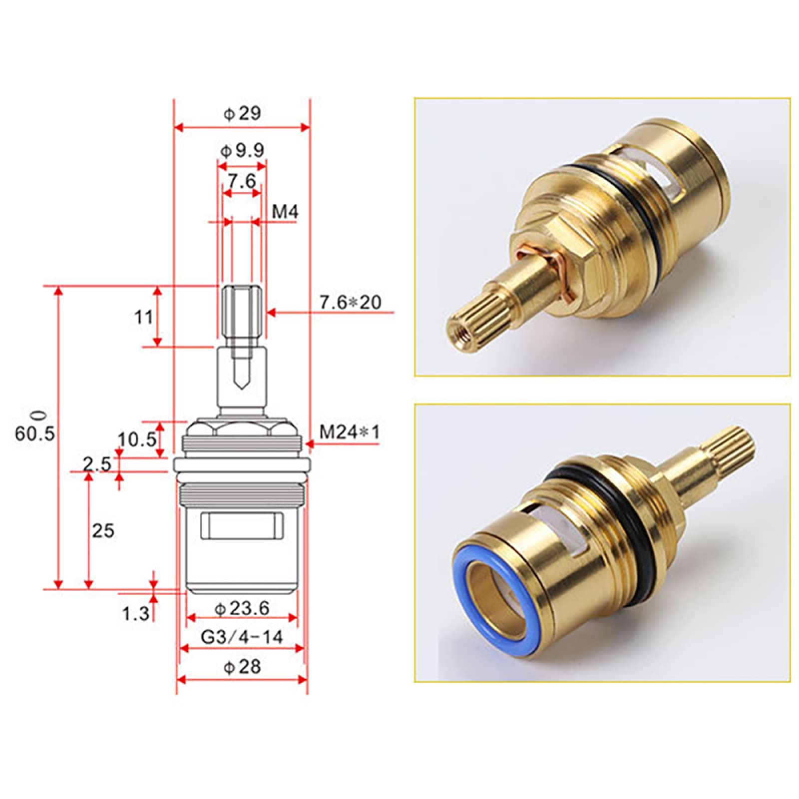Mix Tap Inner Cartridge Vervanging, Reserveventielen Cartridges, 22/25/26/28/33/35/40mm, Keramische Schijf Cartridge Kraan Water Mixer Tap Inner Control Keukenkraan Klep,I-26MM (Color : M 26mm