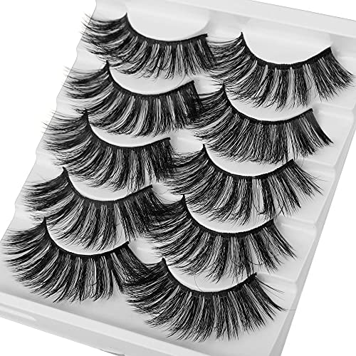 20MM False Eyelashes Dramatic Long Fluffy Fake Eyelashes Eefofnn 5 Pairs Lashes Pack 5D Soft Handmade Reusable Faux Mink Eyelashes