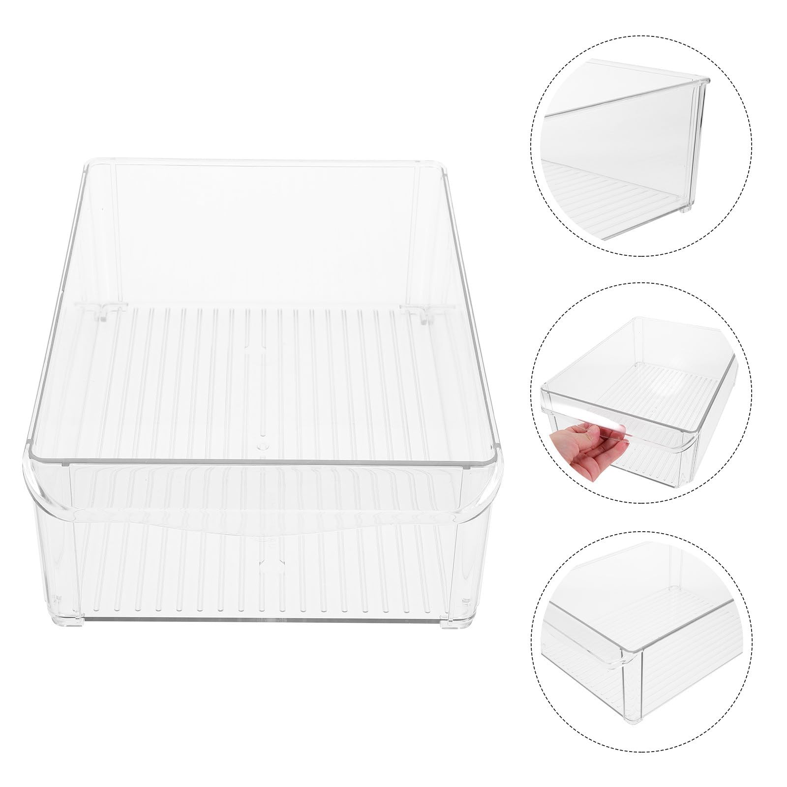Contenedor de Almacenamiento para Refrigerador Transparente, Caja Apilable Cuadrada Tapa, Diseño Ancho y Alto para Conservación de Alimentos Frescos en Cocina, Organizador
