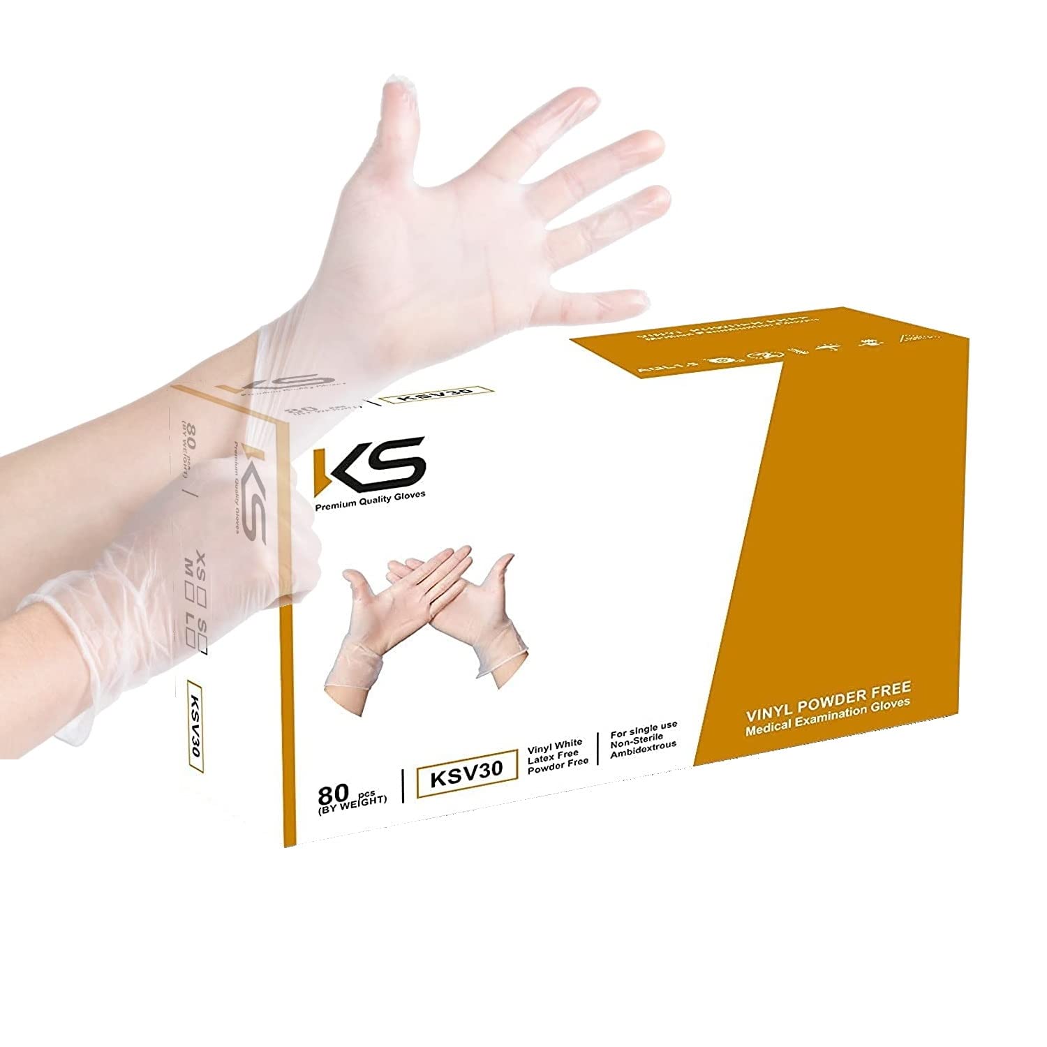 Kashi Surgicals Powder Free Blended Medical Examination Disposable Gloves, Food Grade (Latex Free Rubber, White Clear, Box Of 80) (Large), Pack of 1 (B09FT9L3CM) Amazon Price History, Amazon Price Tracker