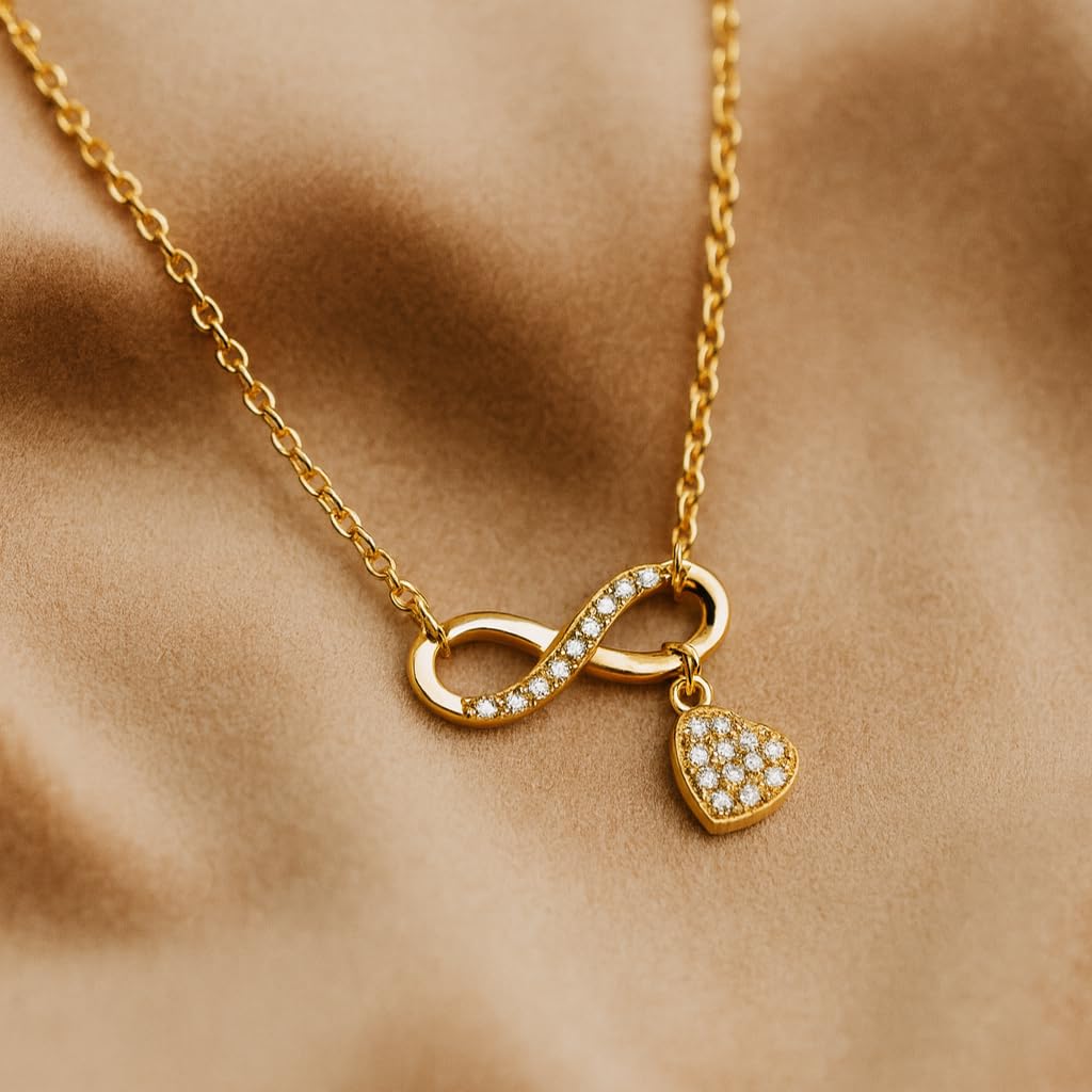 Zelya Collana da donna in argento e oro 925/585 – catena ad ancora 41 – 45 cm con zirconi, regalo romantico incisione oro